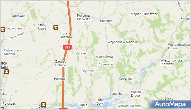 mapa Michałówka gmina Modliborzyce, Michałówka gmina Modliborzyce na mapie Targeo