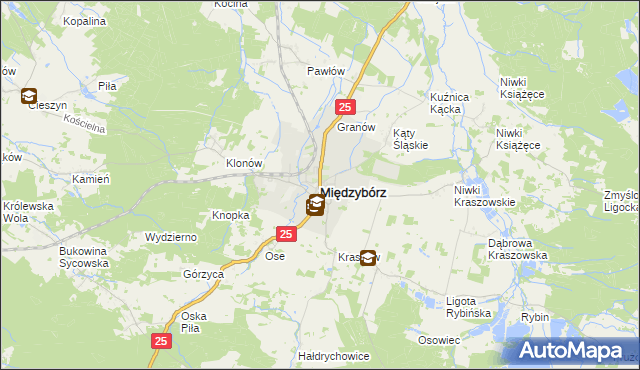 mapa Międzybórz powiat oleśnicki, Międzybórz powiat oleśnicki na mapie Targeo