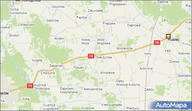 mapa Mierzynów, Mierzynów na mapie Targeo