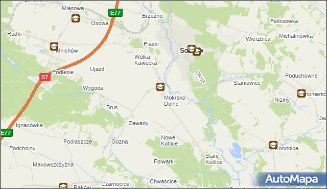 mapa Mokrsko Dolne, Mokrsko Dolne na mapie Targeo