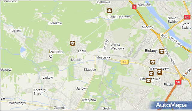 mapa Mościska gmina Izabelin, Mościska gmina Izabelin na mapie Targeo