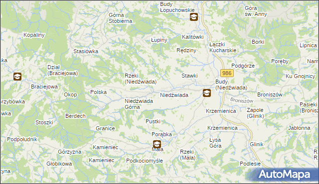 mapa Niedźwiada gmina Ropczyce, Niedźwiada gmina Ropczyce na mapie Targeo