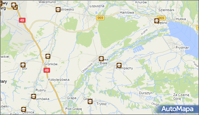 mapa Nowa Biała gmina Nowy Targ, Nowa Biała gmina Nowy Targ na mapie Targeo