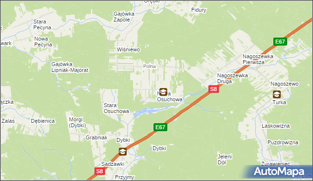 mapa Nowa Osuchowa, Nowa Osuchowa na mapie Targeo