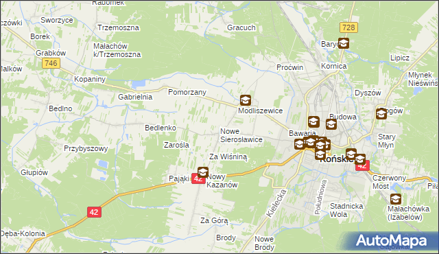 mapa Nowe Sierosławice, Nowe Sierosławice na mapie Targeo