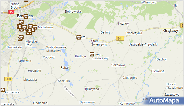 mapa Nowe Świerczyny, Nowe Świerczyny na mapie Targeo