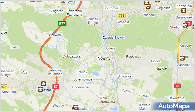 mapa Nowiny gmina Sitkówka-Nowiny, Nowiny gmina Sitkówka-Nowiny na mapie Targeo