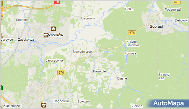 mapa Ogrodniczki gmina Supraśl, Ogrodniczki gmina Supraśl na mapie Targeo