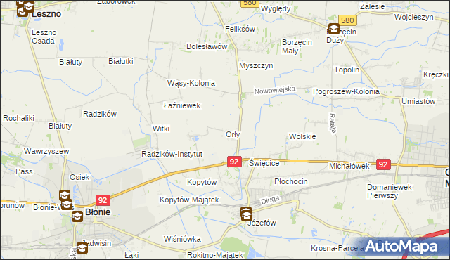 mapa Orły gmina Ożarów Mazowiecki, Orły gmina Ożarów Mazowiecki na mapie Targeo