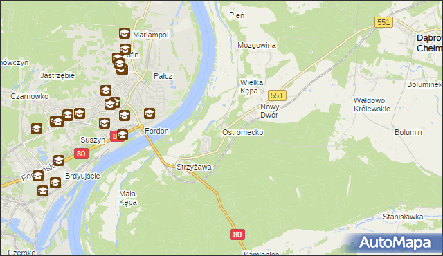 mapa Ostromecko, Ostromecko na mapie Targeo