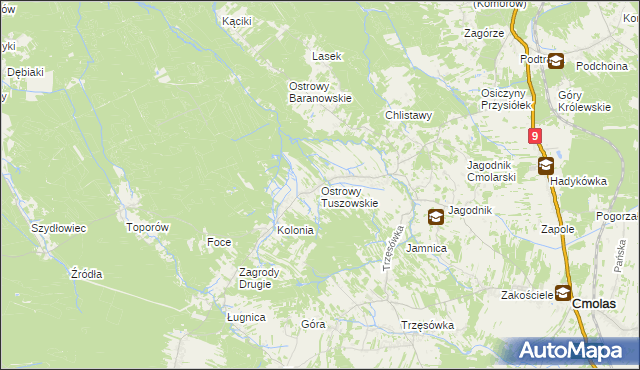 mapa Ostrowy Tuszowskie, Ostrowy Tuszowskie na mapie Targeo