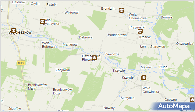 mapa Oszczepalin Drugi, Oszczepalin Drugi na mapie Targeo