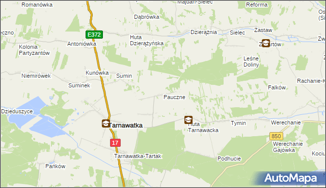 mapa Pauczne, Pauczne na mapie Targeo