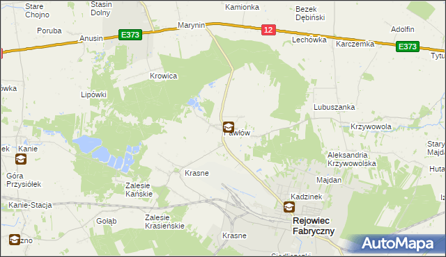 mapa Pawłów gmina Rejowiec Fabryczny, Pawłów gmina Rejowiec Fabryczny na mapie Targeo