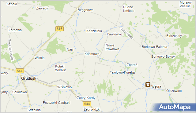 mapa Pawłowo Kościelne, Pawłowo Kościelne na mapie Targeo