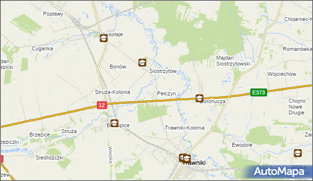 mapa Pełczyn gmina Trawniki, Pełczyn gmina Trawniki na mapie Targeo
