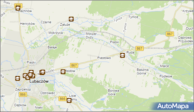 mapa Piastowo gmina Lubaczów, Piastowo gmina Lubaczów na mapie Targeo