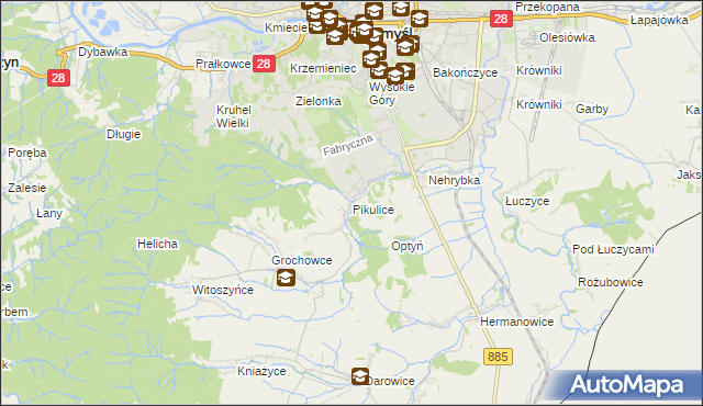 mapa Pikulice, Pikulice na mapie Targeo