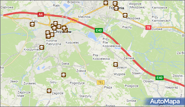 mapa Piła Kościelecka, Piła Kościelecka na mapie Targeo