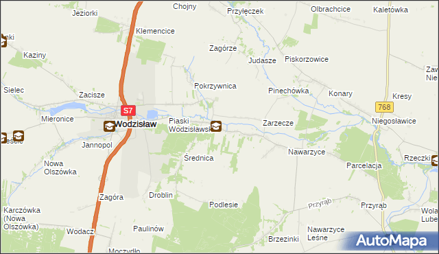 mapa Piotrkowice gmina Wodzisław, Piotrkowice gmina Wodzisław na mapie Targeo