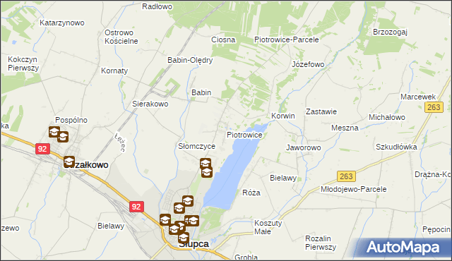 mapa Piotrowice gmina Słupca, Piotrowice gmina Słupca na mapie Targeo