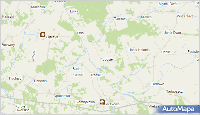 mapa Podosie gmina Miastkowo, Podosie gmina Miastkowo na mapie Targeo