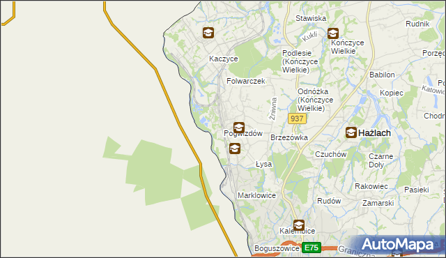 mapa Pogwizdów gmina Hażlach, Pogwizdów gmina Hażlach na mapie Targeo
