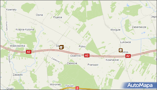 mapa Pólko gmina Biała Podlaska, Pólko gmina Biała Podlaska na mapie Targeo