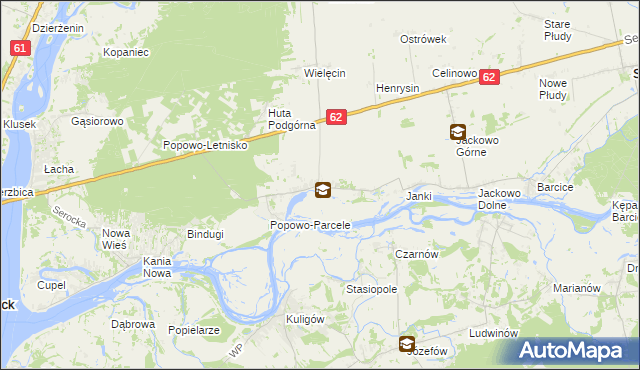 mapa Popowo Kościelne gmina Somianka, Popowo Kościelne gmina Somianka na mapie Targeo