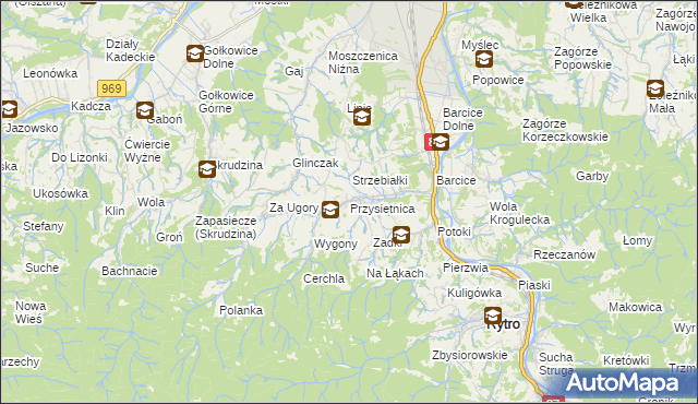mapa Przysietnica gmina Stary Sącz, Przysietnica gmina Stary Sącz na mapie Targeo