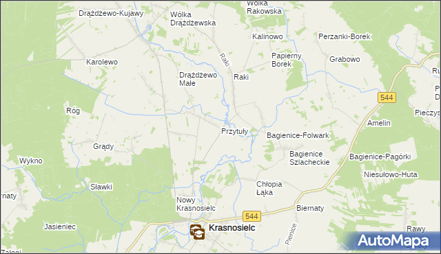 mapa Przytuły gmina Krasnosielc, Przytuły gmina Krasnosielc na mapie Targeo