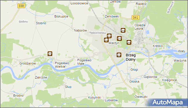 mapa Pysząca gmina Brzeg Dolny, Pysząca gmina Brzeg Dolny na mapie Targeo