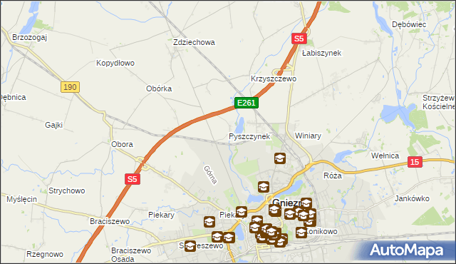 mapa Pyszczynek, Pyszczynek na mapie Targeo