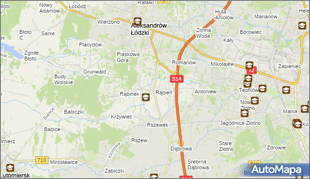 mapa Rąbień, Rąbień na mapie Targeo