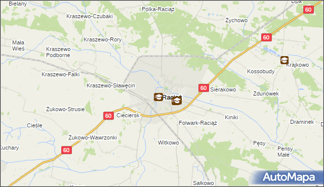 mapa Raciąż powiat płoński, Raciąż powiat płoński na mapie Targeo