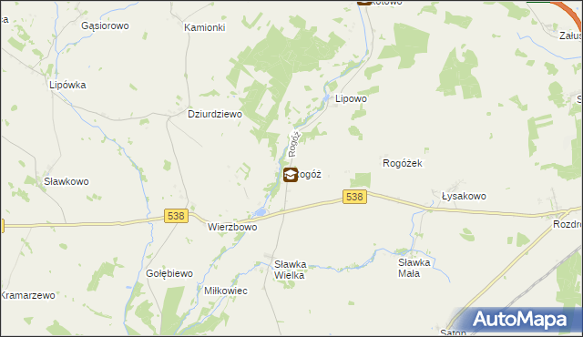 mapa Rogóż gmina Kozłowo, Rogóż gmina Kozłowo na mapie Targeo