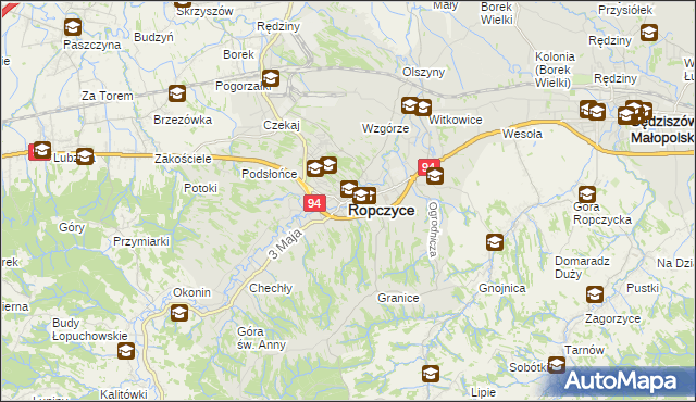 mapa Ropczyce, Ropczyce na mapie Targeo