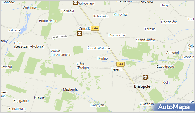 mapa Rudno gmina Żmudź, Rudno gmina Żmudź na mapie Targeo