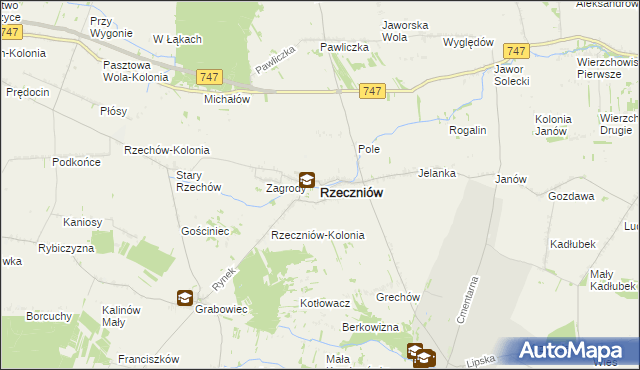 mapa Rzeczniów, Rzeczniów na mapie Targeo