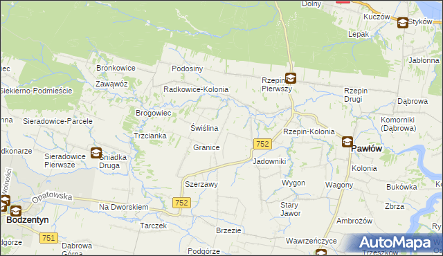 mapa Rzepinek gmina Pawłów, Rzepinek gmina Pawłów na mapie Targeo