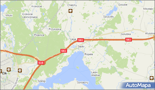 mapa Sędki gmina Ełk, Sędki gmina Ełk na mapie Targeo