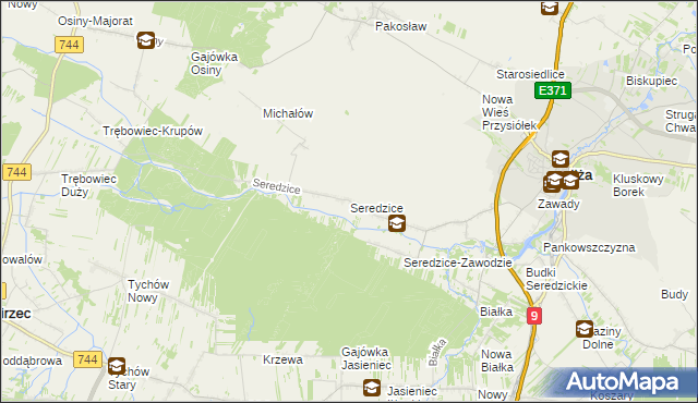mapa Seredzice, Seredzice na mapie Targeo