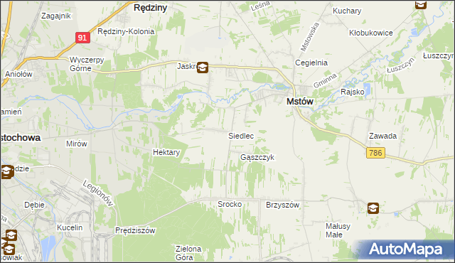 mapa Siedlec gmina Mstów, Siedlec gmina Mstów na mapie Targeo