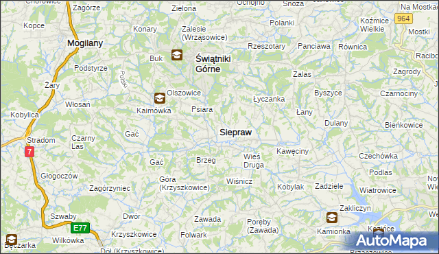mapa Siepraw, Siepraw na mapie Targeo