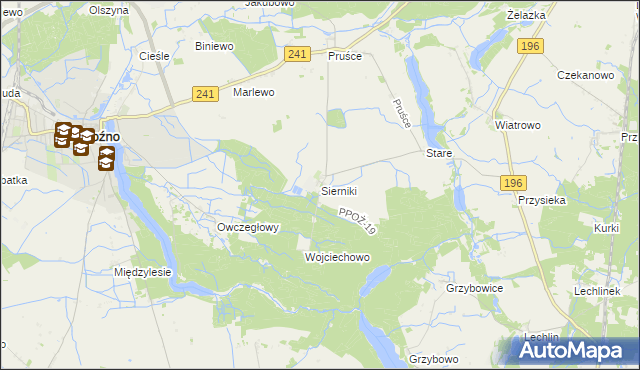 mapa Sierniki gmina Rogoźno, Sierniki gmina Rogoźno na mapie Targeo