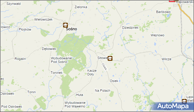mapa Sitowiec, Sitowiec na mapie Targeo
