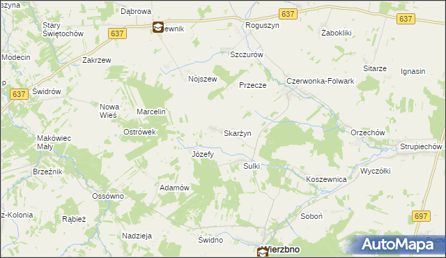 mapa Skarżyn gmina Wierzbno, Skarżyn gmina Wierzbno na mapie Targeo