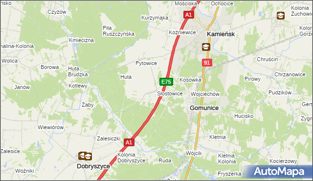 mapa Słostowice, Słostowice na mapie Targeo