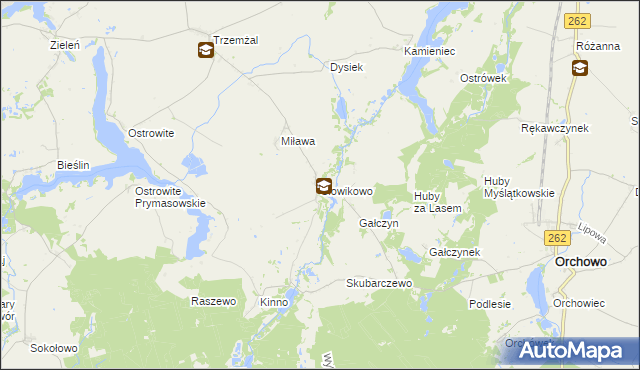mapa Słowikowo gmina Orchowo, Słowikowo gmina Orchowo na mapie Targeo