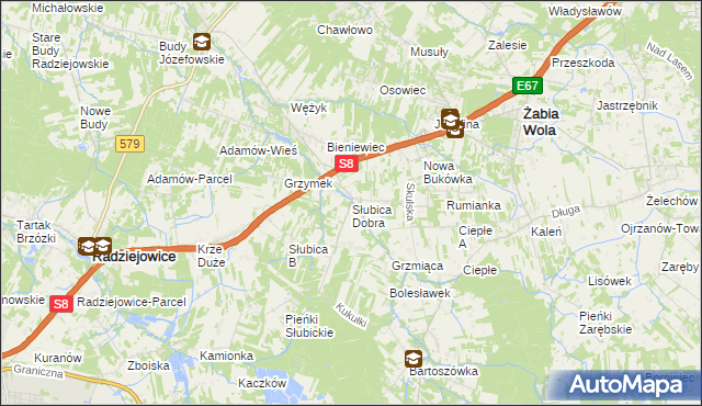 mapa Słubica Dobra, Słubica Dobra na mapie Targeo